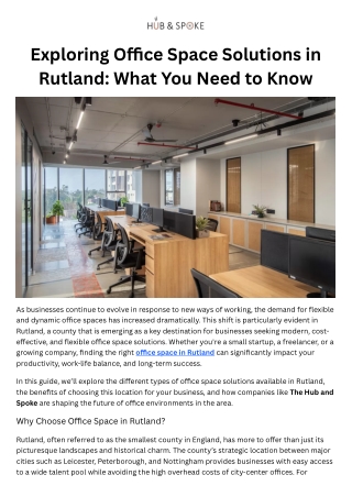 Exploring Office Space Solutions in Rutland What You Need to Know