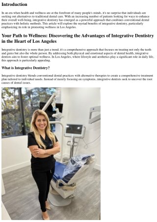 Your Path to Wellness: Discovering the Advantages of Integrative Dentistry in th