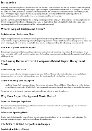 The Unsung Heroes of Travel: Composers Behind Airport Background Music