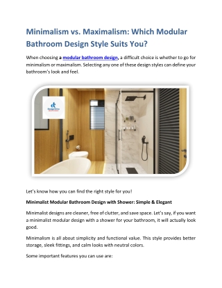 Minimalism vs Maximalism Which Modular Bathroom Design Style Suits You