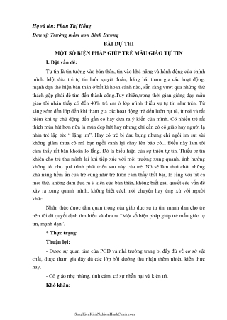 Sáng kiến kinh nghiệm Một số biện pháp giúp trẻ mẫu giáo tự tin, mạnh dạn