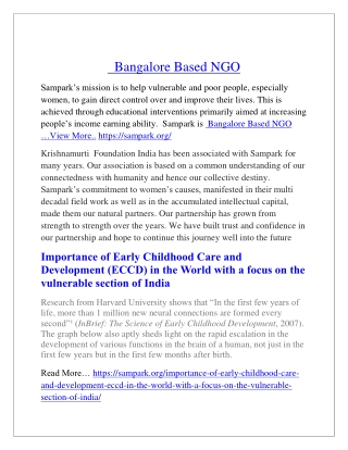 Bangalore Based NGO