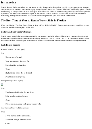 “The Best Time of Year to Rent a Water Slide in Florida”