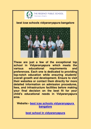 best icse schools vidyaranyapura bangalore