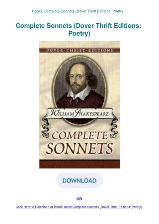 Books  Complete Sonnets (Dover Thrift Editions Poetry)