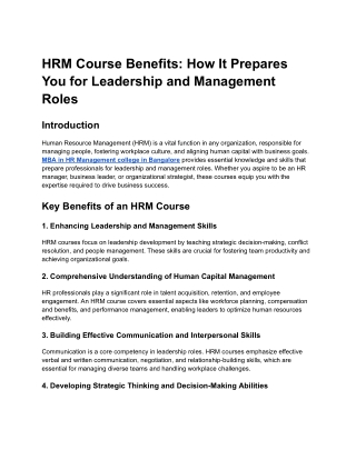 HRM Course Benefits_ How It Prepares You for Leadership and Management Roles