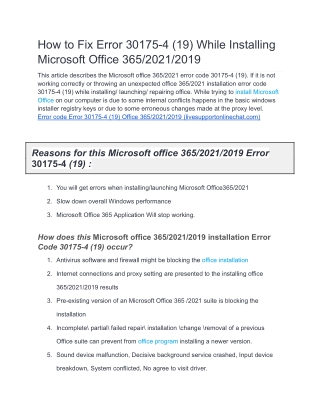 how to fix error 30175 4 19 while installing