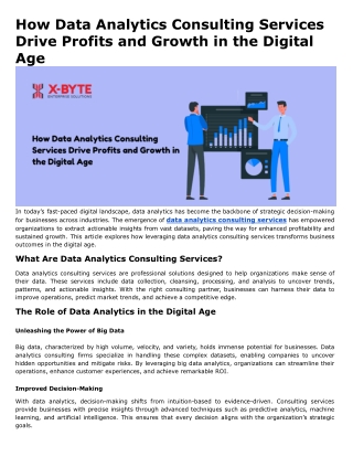 how data analytics consulting services drive