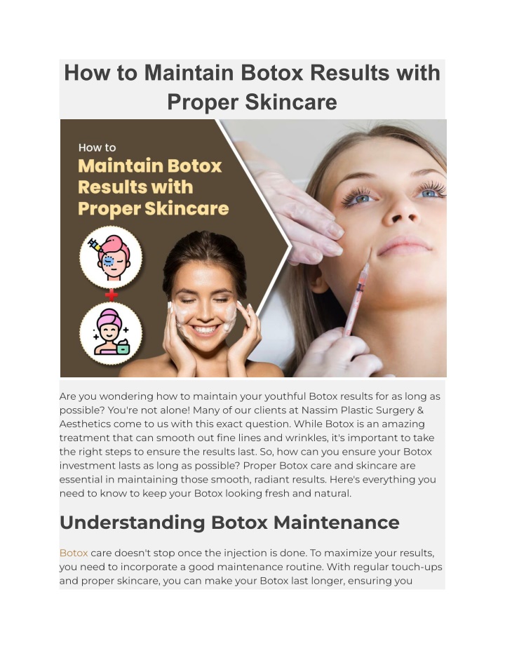 how to maintain botox results with proper skincare