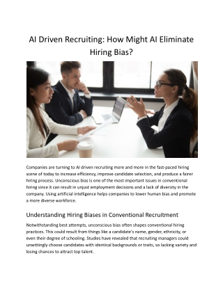 AI Driven Recruiting: How might AI eliminate hiring bias?