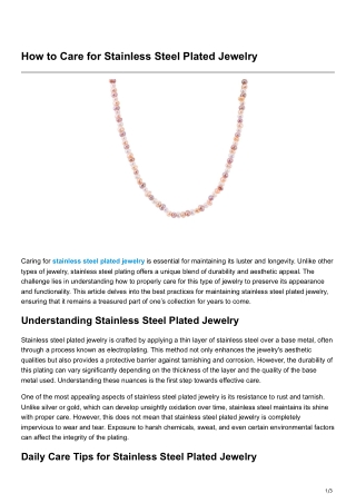 How to Care for Stainless Steel Plated Jewelry