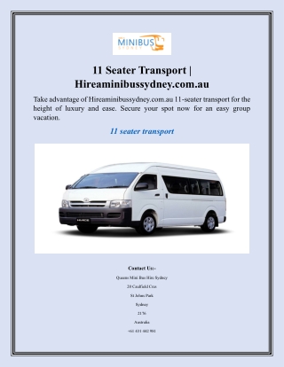 11 Seater Transport  Hireaminibussydney.com.au