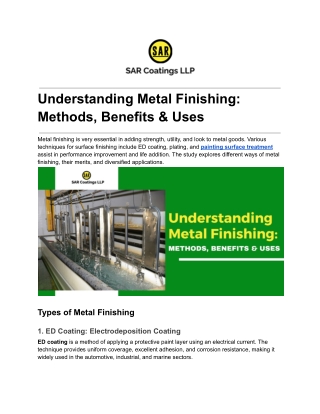 Understanding Metal Finishing_ Methods, Benefits & Uses