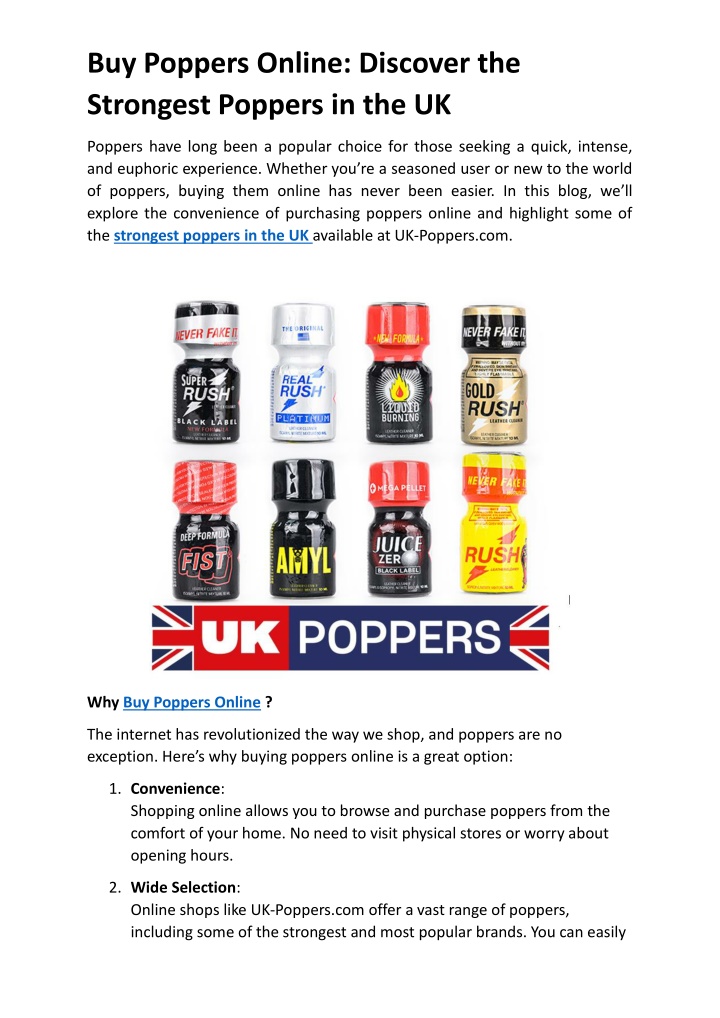 buy poppers online discover the strongest poppers