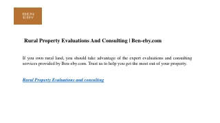 rural property evaluations and consulting