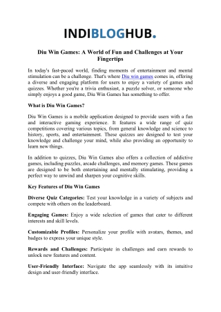 Download Diu Win App and Begin Your Winning Adventure