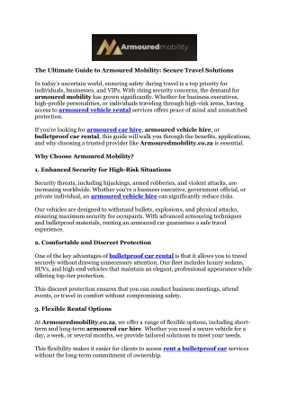 armoured vehicle rental