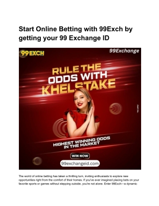 start online betting with 99exch by getting your