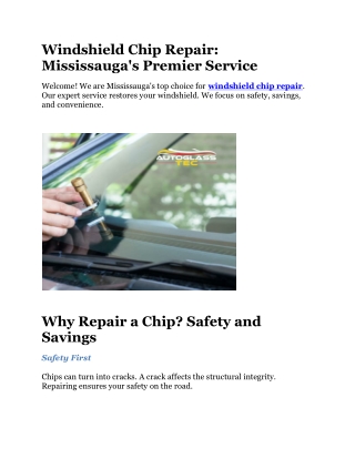 Windshield Chip Repair Mississauga