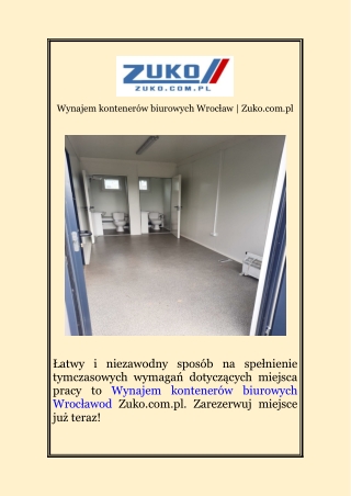 Wynajem kontenerów biurowych Wrocław | Zuko.com.pl