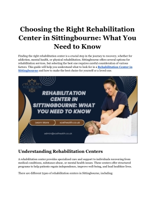 Choosing the Right Rehabilitation Center in Sittingbourne_ What You Need to Know