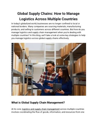 Global Supply Chains_ How to Manage Logistics Across Multiple Countries