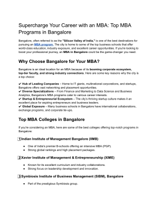Supercharge Your Career with an MBA_ Top MBA Programs in Bangalore