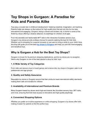 Toy Shops in Gurgaon_ A Paradise for Kids and Parents Alike
