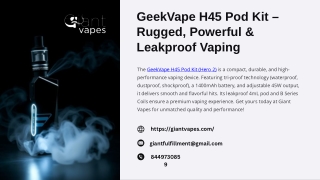 GeekVape H45 Pod Kit – Rugged, Powerful & Leakproof Vaping