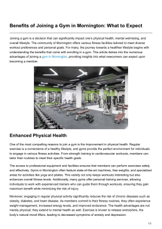 Benefits of Joining a Gym in Mornington What to Expect