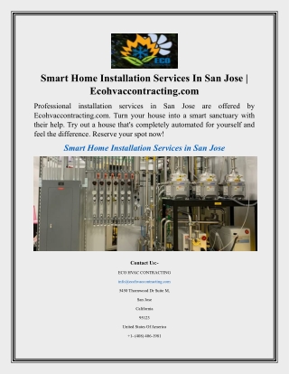 Smart Home Installation Services In San Jose  Ecohvaccontracting.com