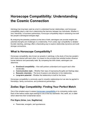 Horoscope Compatibility: Understanding the Cosmic Connection