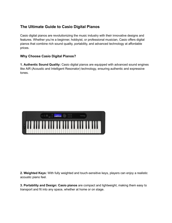 the ultimate guide to casio digital pianos casio