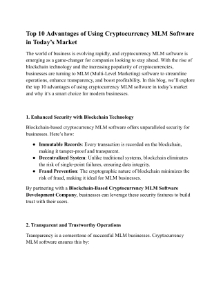 top 10 advantages of using cryptocurrency