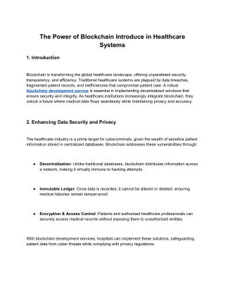 the power of blockchain introduce in healthcare