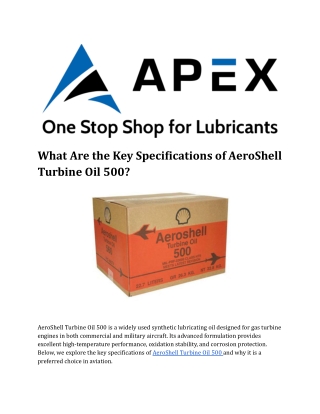 What Are the Key Specifications of AeroShell Turbine Oil 500_