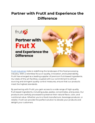 Partner with Frut X and Experience the Difference