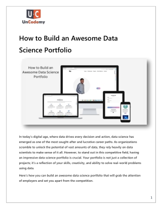 how to build an awesome data science portfolio