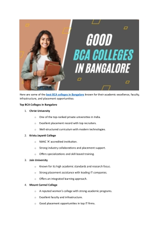 good bca colleges in bangalore