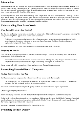 “Event Planning Made Simple: How to Choose the Right Rental Company”