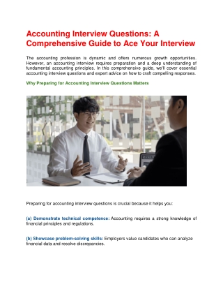 accounting interview questions a comprehensive