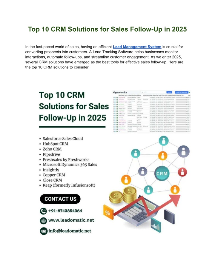 top 10 crm solutions for sales follow up in 2025