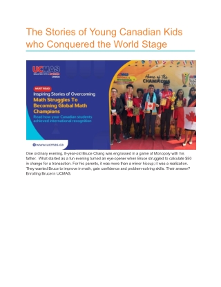 UCMAS International Abacus & Mental Math Competition