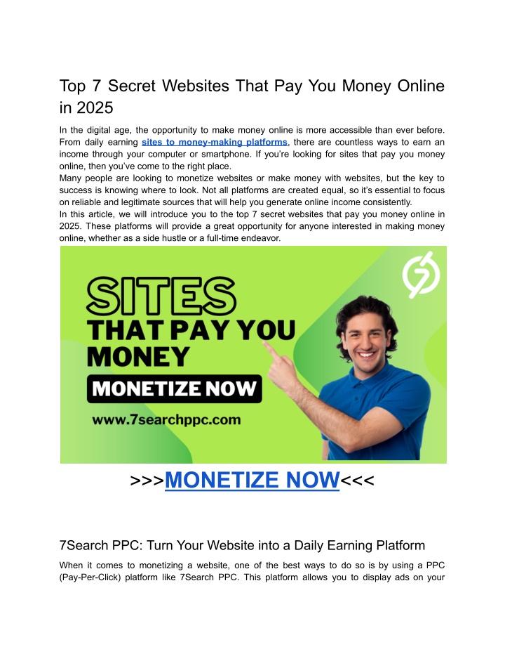 top 7 secret websites that pay you money online