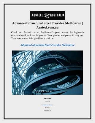 Advanced Structural Steel Provider Melbourne  Austeel.com.au
