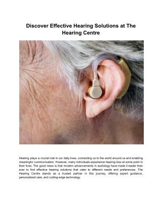 Discover Effective Hearing Solutions at The Hearing Centre