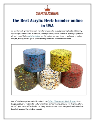 The Best Acrylic Herb Grinder online in USA