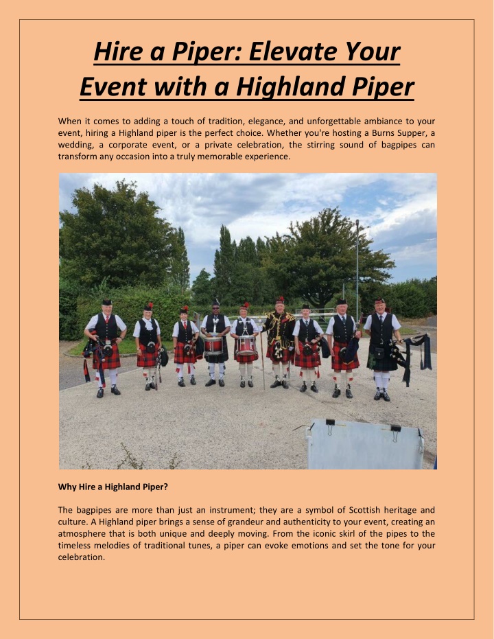 hire a piper elevate your event with a highland