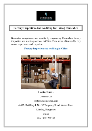 factory inspection and auditing in china comexbcn