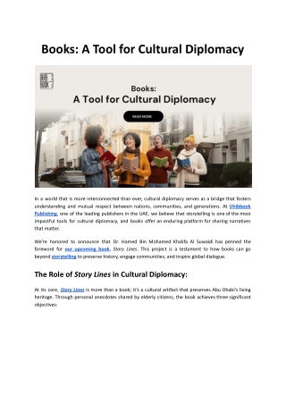 Books - A Tool for Cultural Diplomacy | Uhibbook Publishing